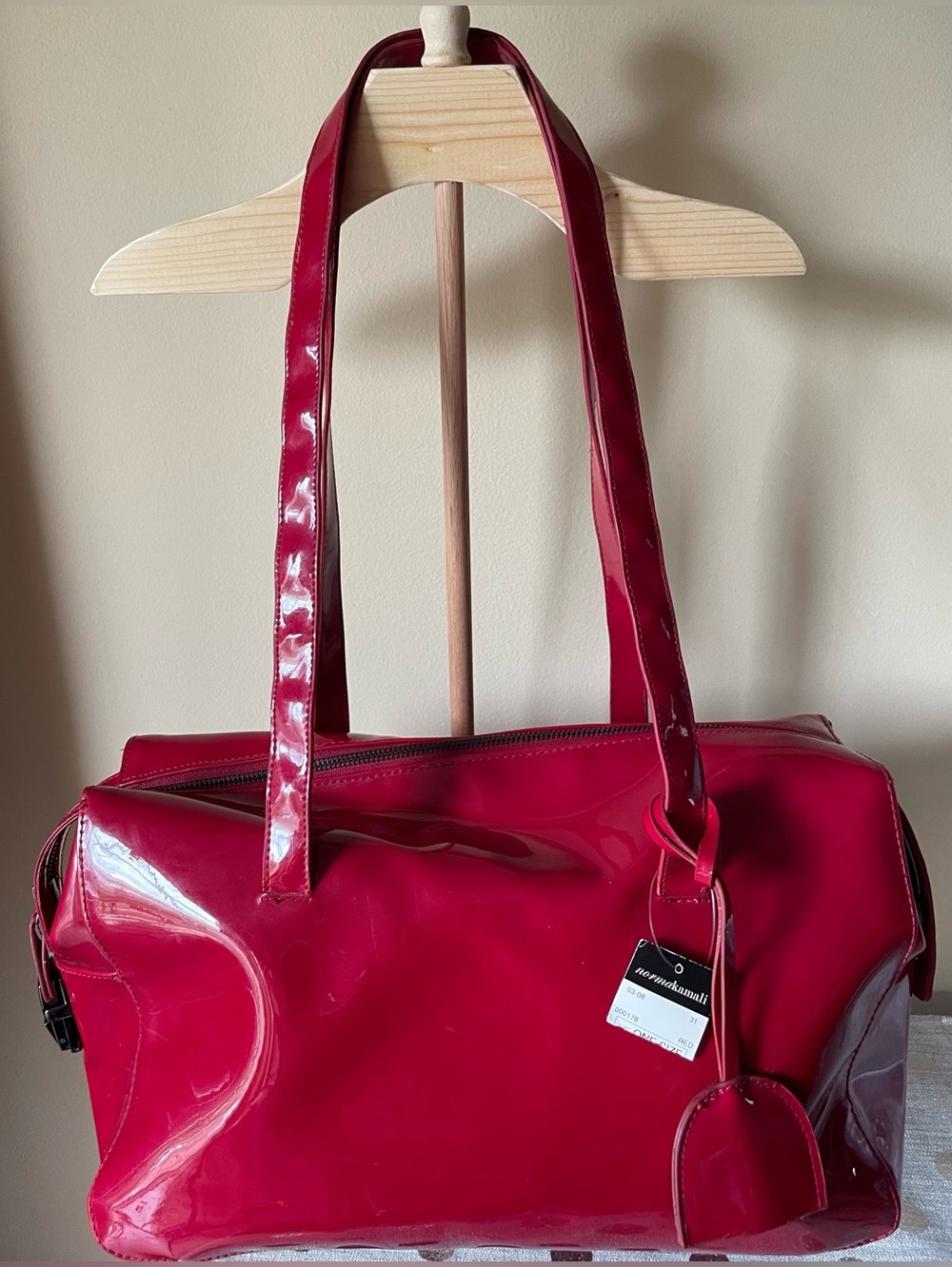 “Norma Kamili”
Red Patent Shoulder Bag.